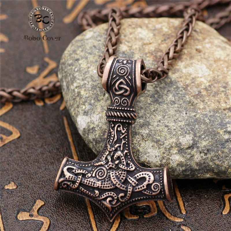 Vintage Bronze Thor's Hammer Necklace-Emali Jewelry