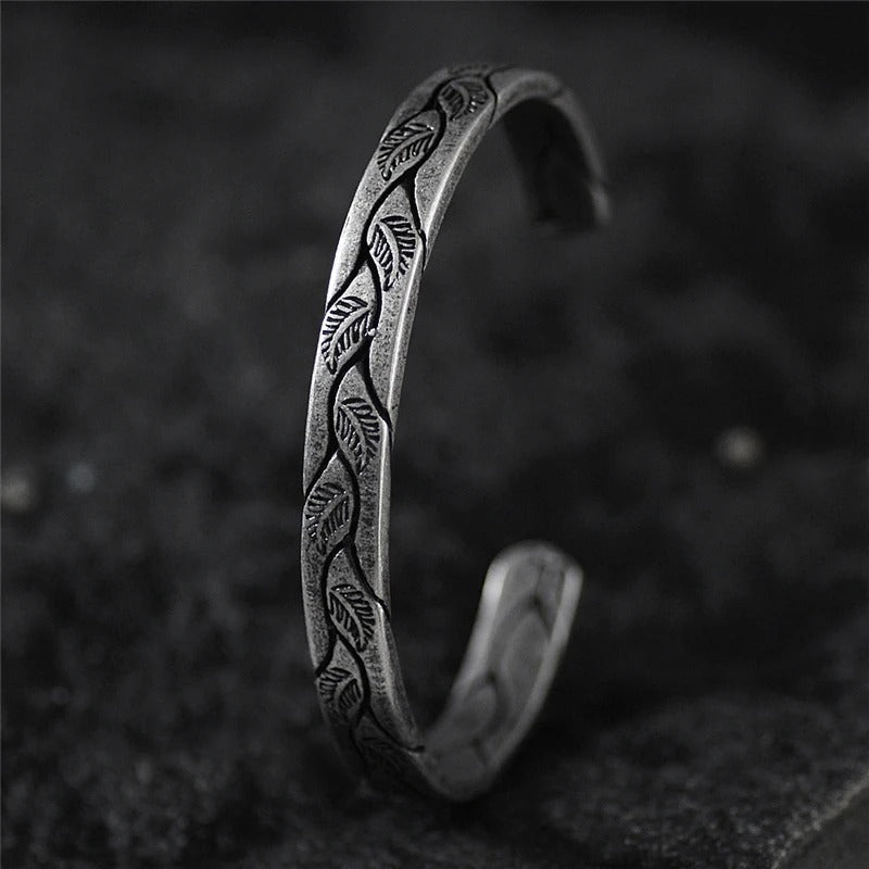 Vintage Silver Leaf Cuff Bracelet-Emali Jewelry