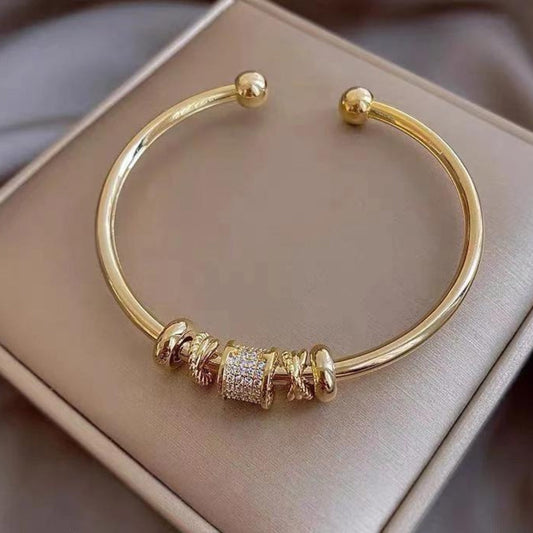 Adjustable Bracelet with Golden Charms-Emali Jewelry