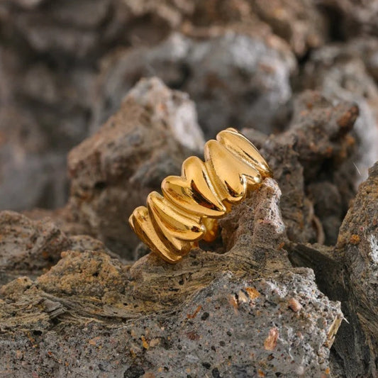 Vintage Gold Heart Love Open Ring-Emali Jewelry