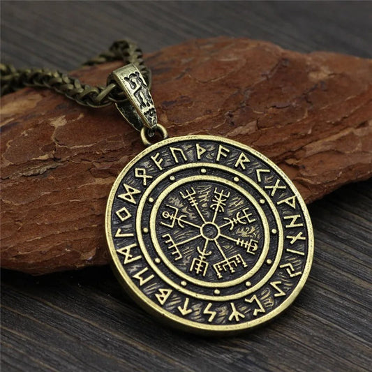 Vintage Viking Compass Rune Necklace-Emali Jewelry