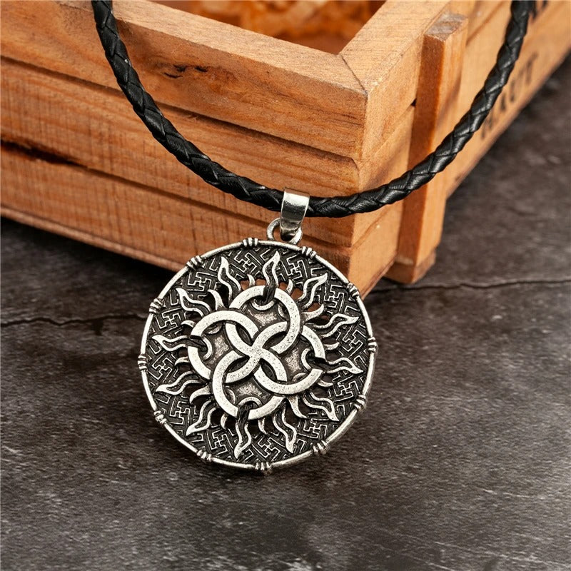 Vintage Silver Sun Knot Pendant Necklace-Emali Jewelry