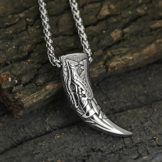 Silver Nordic Beast Fang Necklace-Emali Jewelry