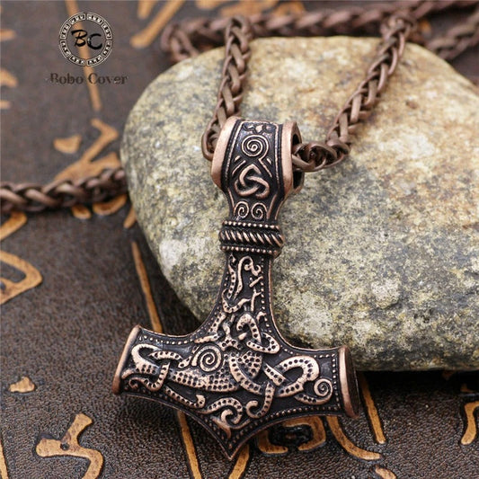 Vintage Bronze Thor's Hammer Necklace-Emali Jewelry