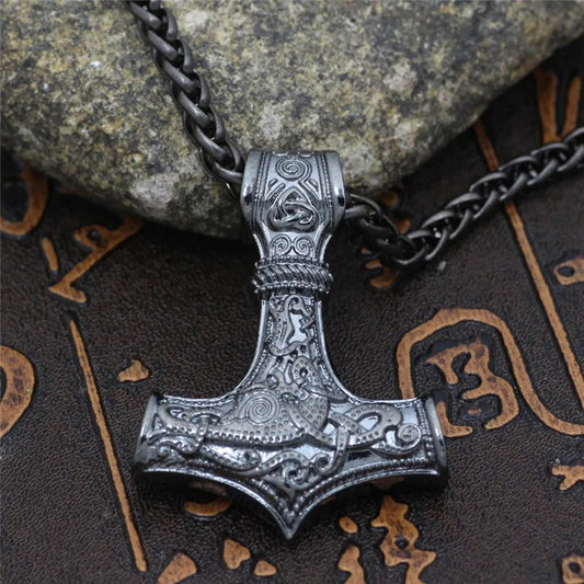 Vintage Silver Thor's Hammer Necklace-Emali Jewelry